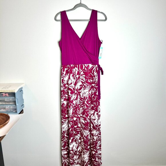 Le Lis Stitch Fix Purple Floral Faux Wrap Maxi Dress Fall Florals NWT V-Neck XL - Picture 1 of 6